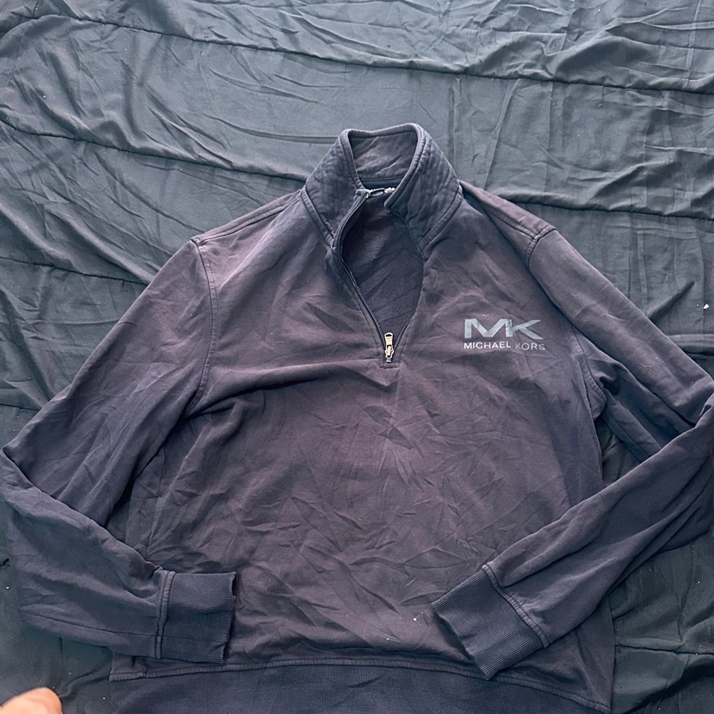 Michael Kors Navy Quarter-Zip Pullover